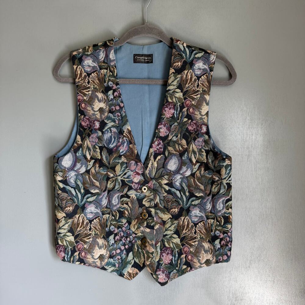 COMPLEMENTS Mercer Island Washington Women's Small Tapestry Retro Vest 90's Boho